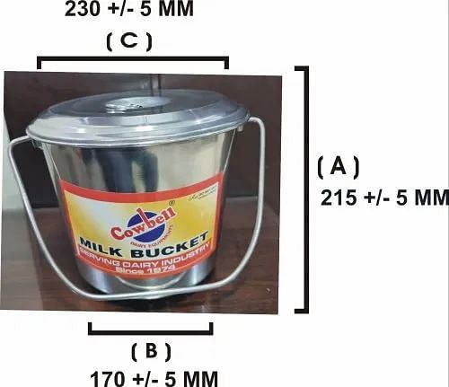 07 Liters Stainless Steel Milk Bucket With Lid