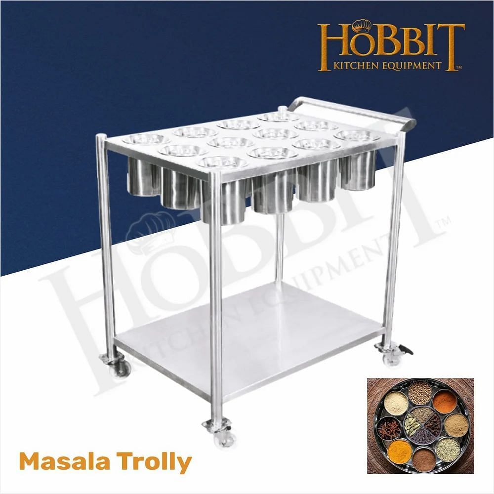 1 Shelve Stainless Steel Masala Trolley, Size/Dimensions: Standard