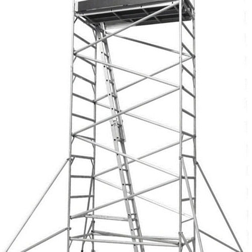 10 M Silver Mobile Tower Scaffold Single Width With Stairway, 4