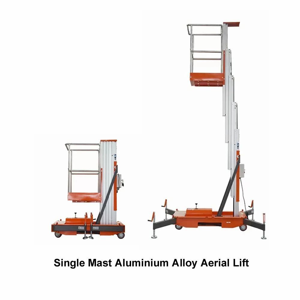 10 Mtr. Hydraulic Single Mast Aluminum Aerial Platform 150g 6Mtr, 8 Mtr. 10 Mtr. 12Mtr.