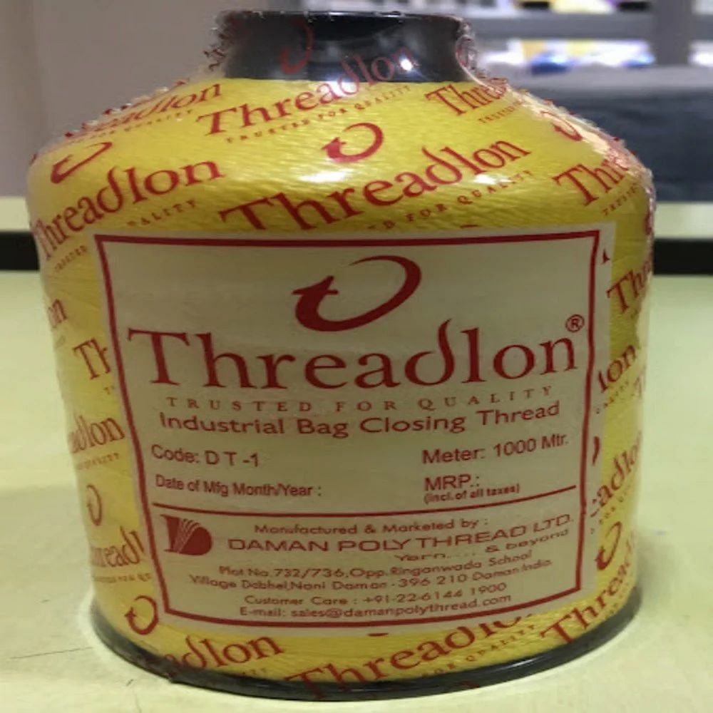 1000 Meters White THREADLON DT1 840D 1X2 PLY INDUSTRIAL BAG CLOSING THREAD, Packaging Type: Carton