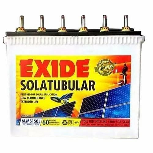 12 V Exide LMS150L Tubular Solar Battery, 150 Ah