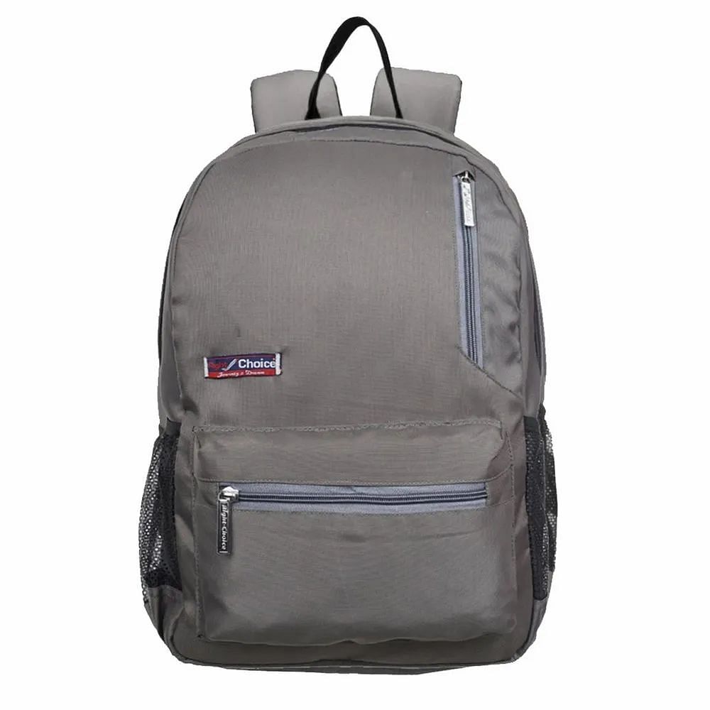 12L Grey Polyester Plain School Bag, For Casual Backpack