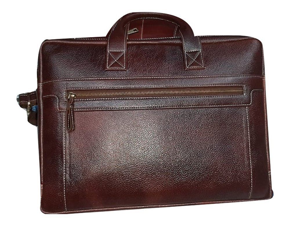 12x8x5inch Leather Dark Brown Laptop Bag, Capacity: 1kg