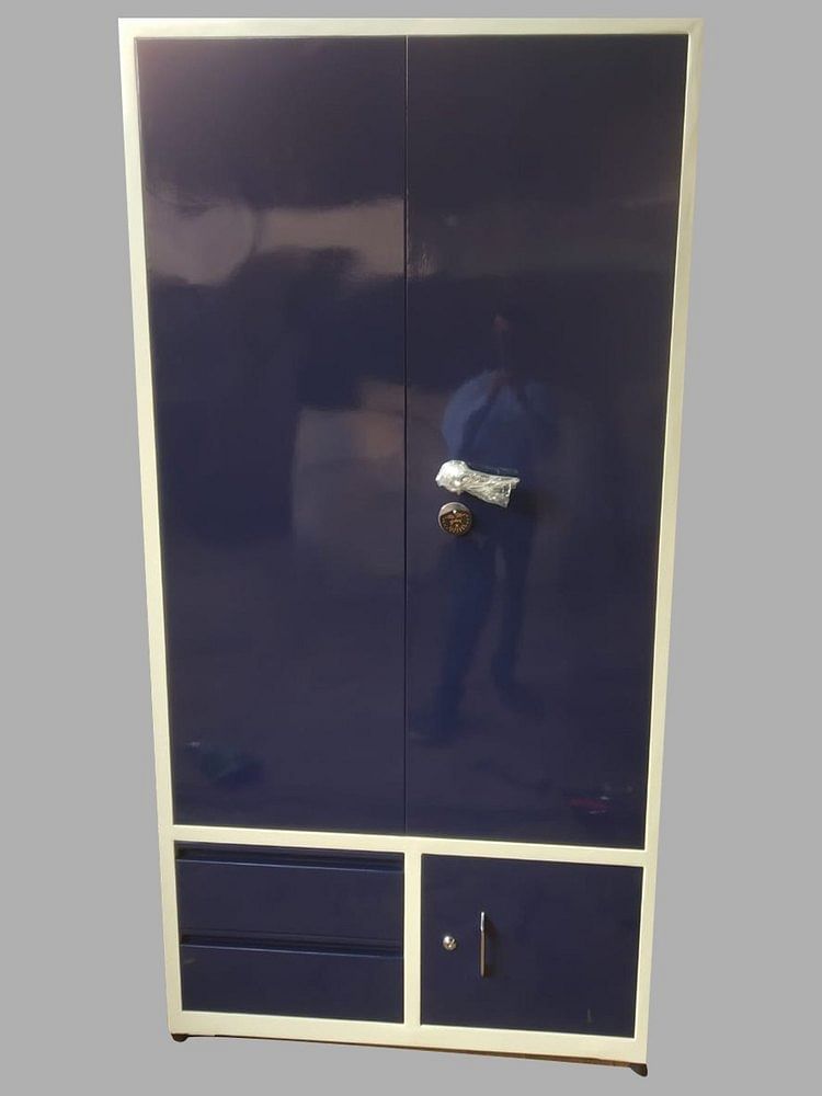 2 Doors Mild Steel Blue Double Door Almirah, With Locker