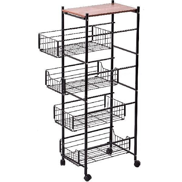 SS Vegetable meshwire trolley four baskets