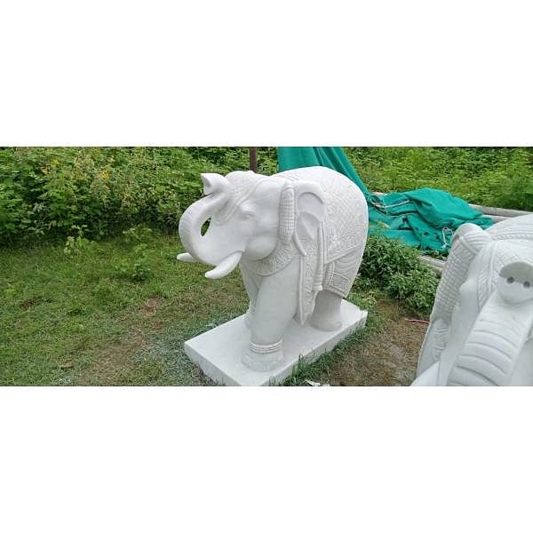 Marble Hatthi joda 2 feet Statue