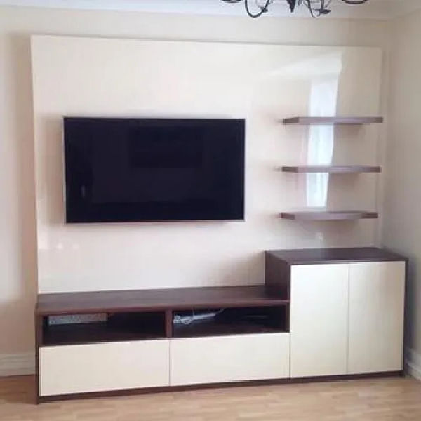 White Modular Wooden TV Cabinet Unit