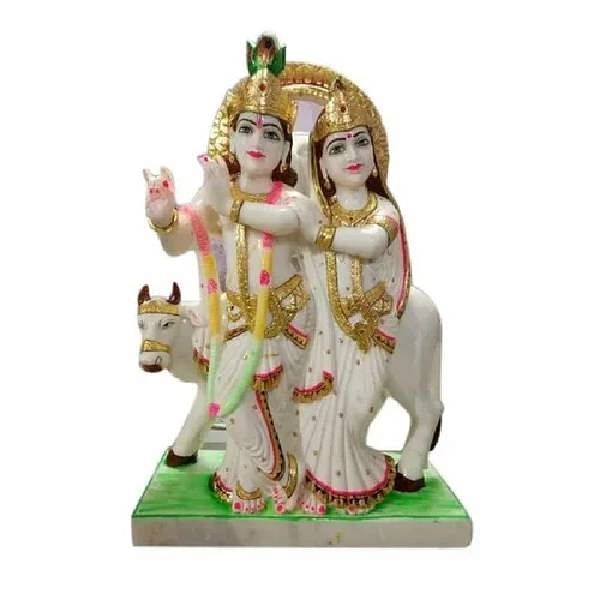 Hindu Worship Marble Radha Krishna Statue