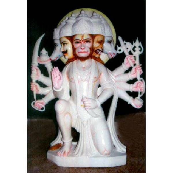 Marble Panch Mukhi Hanuman Ji Statue 4 Feet