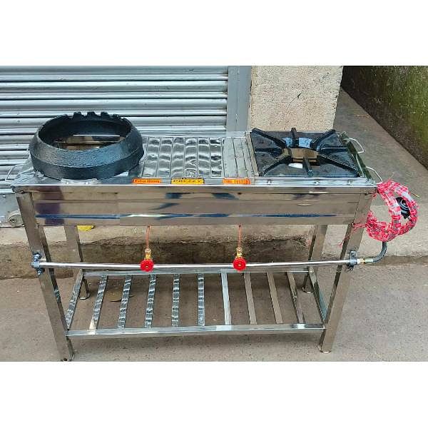 Stainless Steel Two Burner Indian & Chinese Range