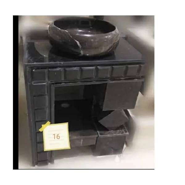 Black Round Single Marble Wash Basin