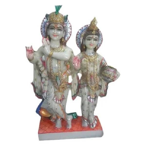 1.25 Feet Marble Radha Krishna Statue