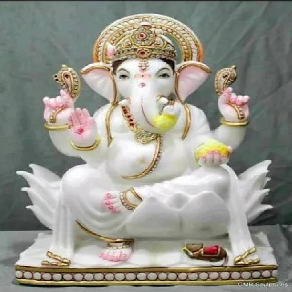 Lord White Marble Ganesh Statue