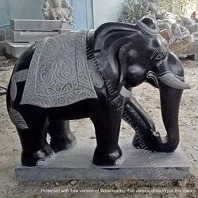 Black Stone Elephant Statue