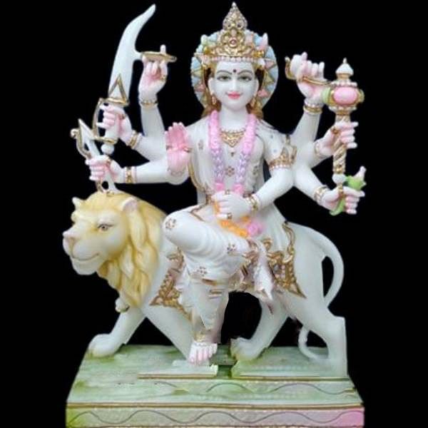 Painted Hindu Marble Durga Statue, For Worship, Size: 1-12 Feet