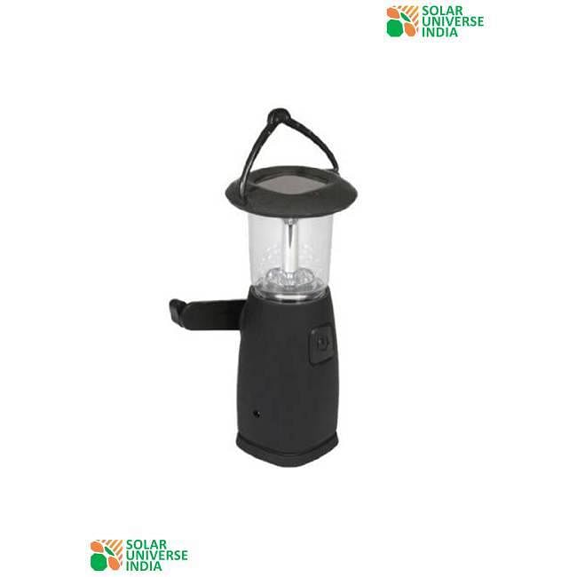 Solar Universe India Plastic Camping Lantern With Hand Dynamo, 6 Leds and Dual Lighting, Inbuilt Battery & Solar Panel  (Black, 4-watt)