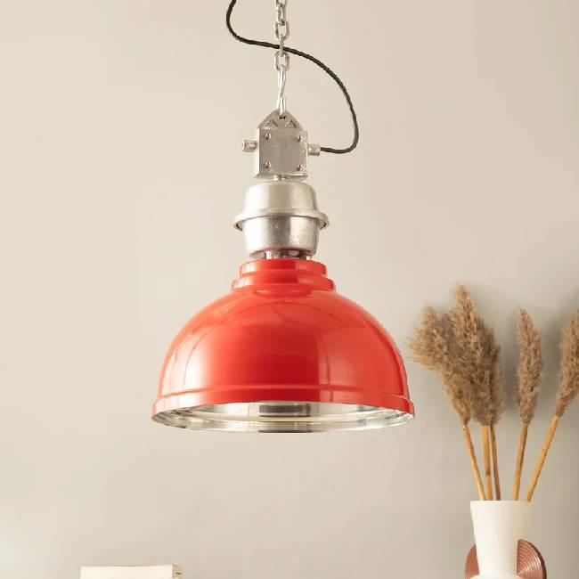 Ceramic Red Industrial Pendant Light