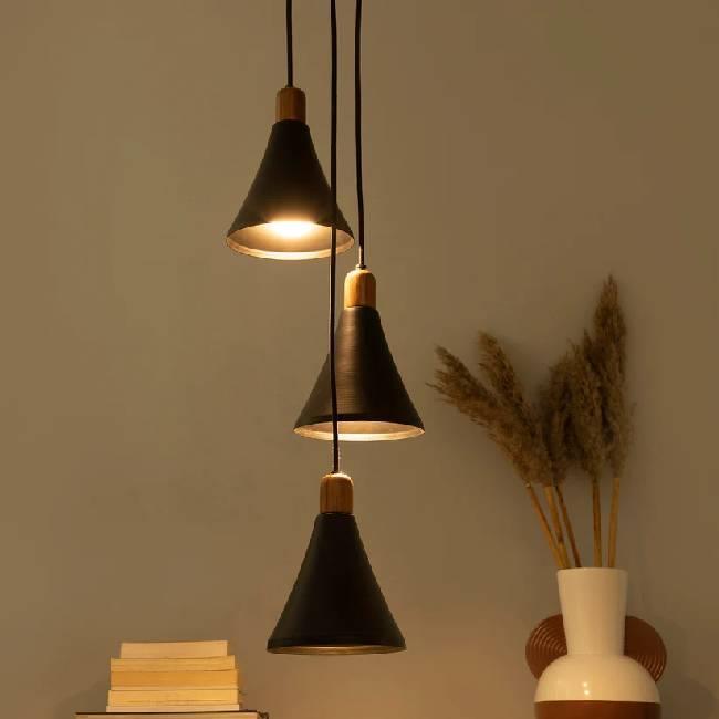 Sonnico Wood 3 Cluster Pendant Light