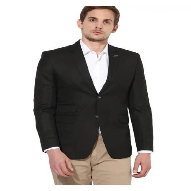 Brown Slim Fit Single-Breasted Blazer with Notched Lapel