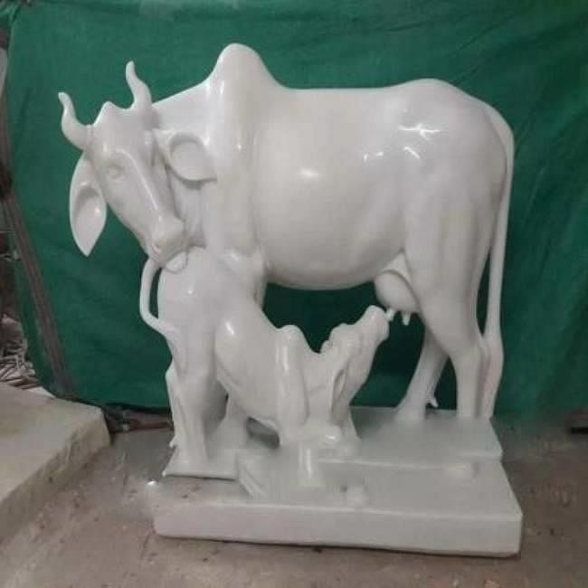 Marble Cow And Calf Statue