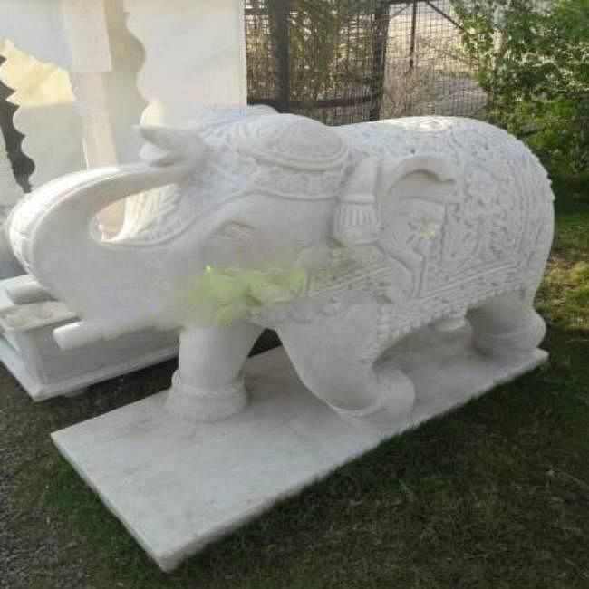 White marble elephant statue