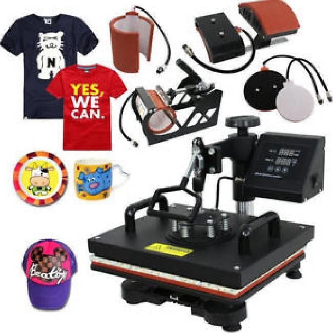 5 IN 1 Combo Heat Press Machine For Sale Fabrication Heat Transfer Press Machine Printing Process T-shirt Sublimation Press