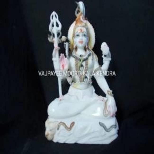 Painted Marble Bhole Bhandari Statue, For Worship