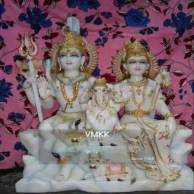 White Painted Lord Shiva Parivar Statue, For Worship, Size: 46 Inch