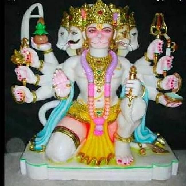 12 Inch Marble Panchmukhi Hanumanji Statue