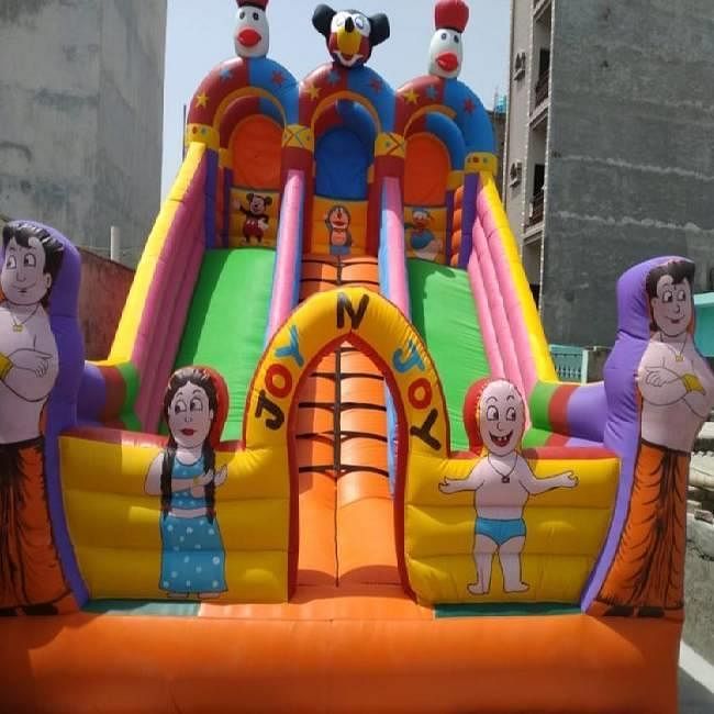 PVC Coated Single Side 560gsm Multicolor Inflatable Slide Bouncy, 4-13yr, Size/Dimension: 12*18 Feet