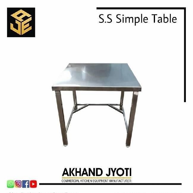 Stainless Steel matt finish Simple table, For Kitchen, C Support