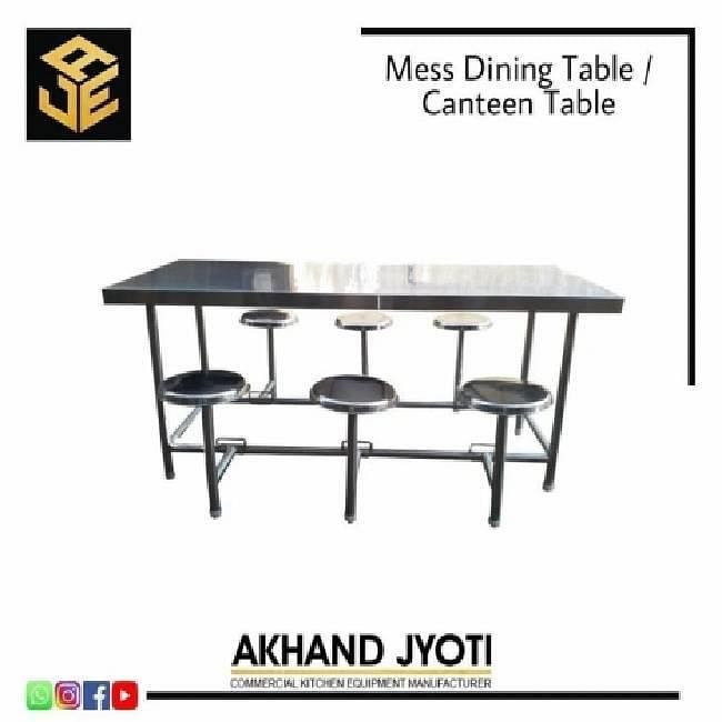 6 Seater Stainless Steel Mess Dining Table