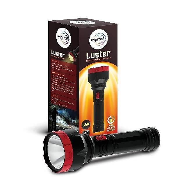 Wipro Luster 3W Led Bright Rechargeable Torch