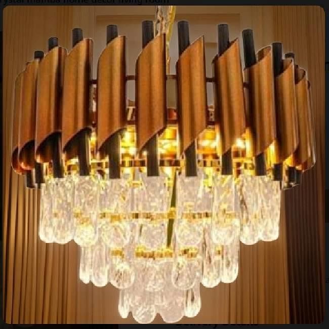 Chandilier Jhoomer Hanging Celling Lights Golden Crystal