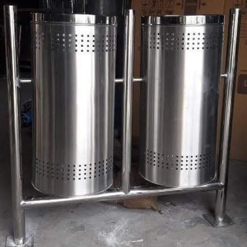 stainless steel twin dustbin with stand