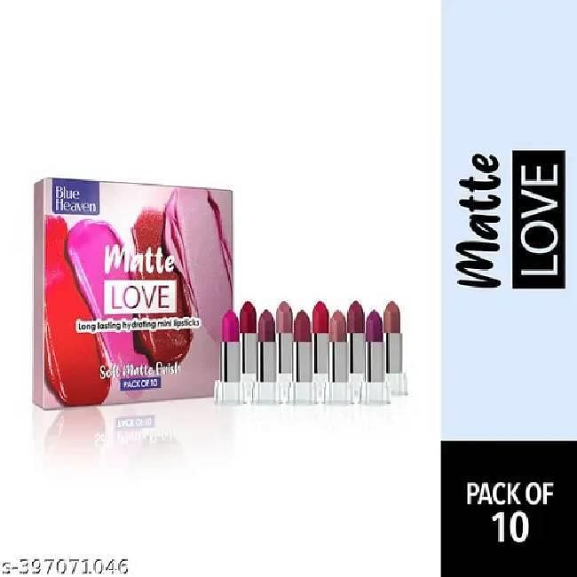 Blue Heaven Matte Love Long Lasting Hydrating Mini Lipsticks- Pack of 10