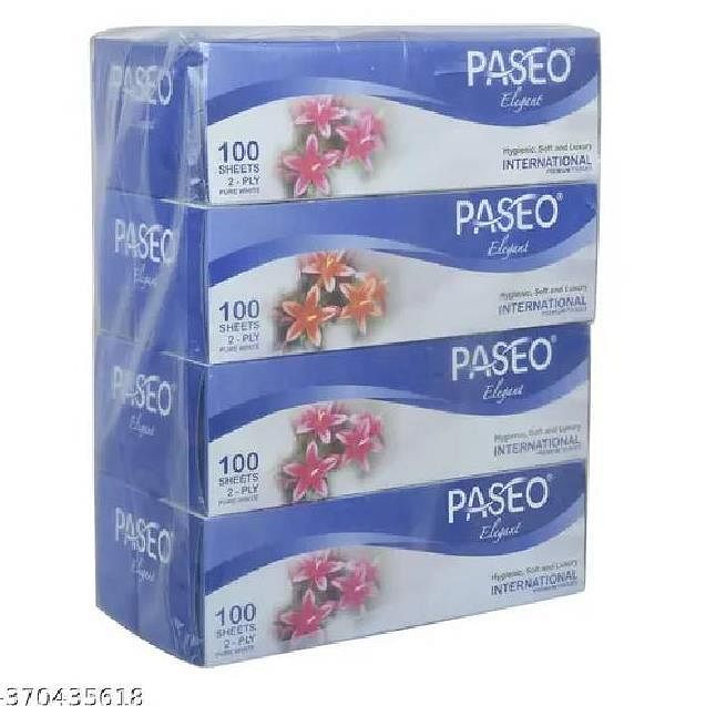 Creando International Elegant International Quality 2 Ply Extra Soft 19.5 x 20 cm Facial Tissue Paper 100 Pulls Pack Of 4