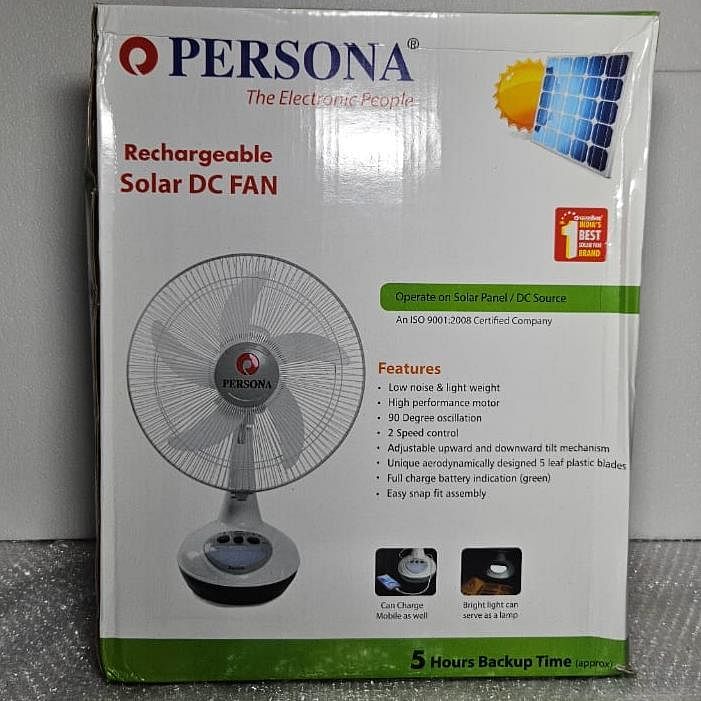 Rechargeable Fan with solar / AC-DC Source