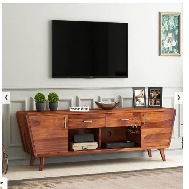 Melvina Sheesham Wood Tv Unit with Cupboards Drawers and Shelve Storage