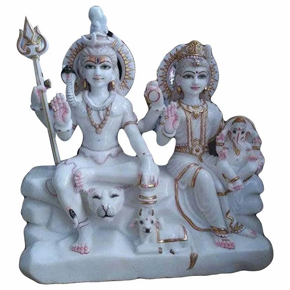 2.5 Feet Marble Shiv Parivar Statue, Temple