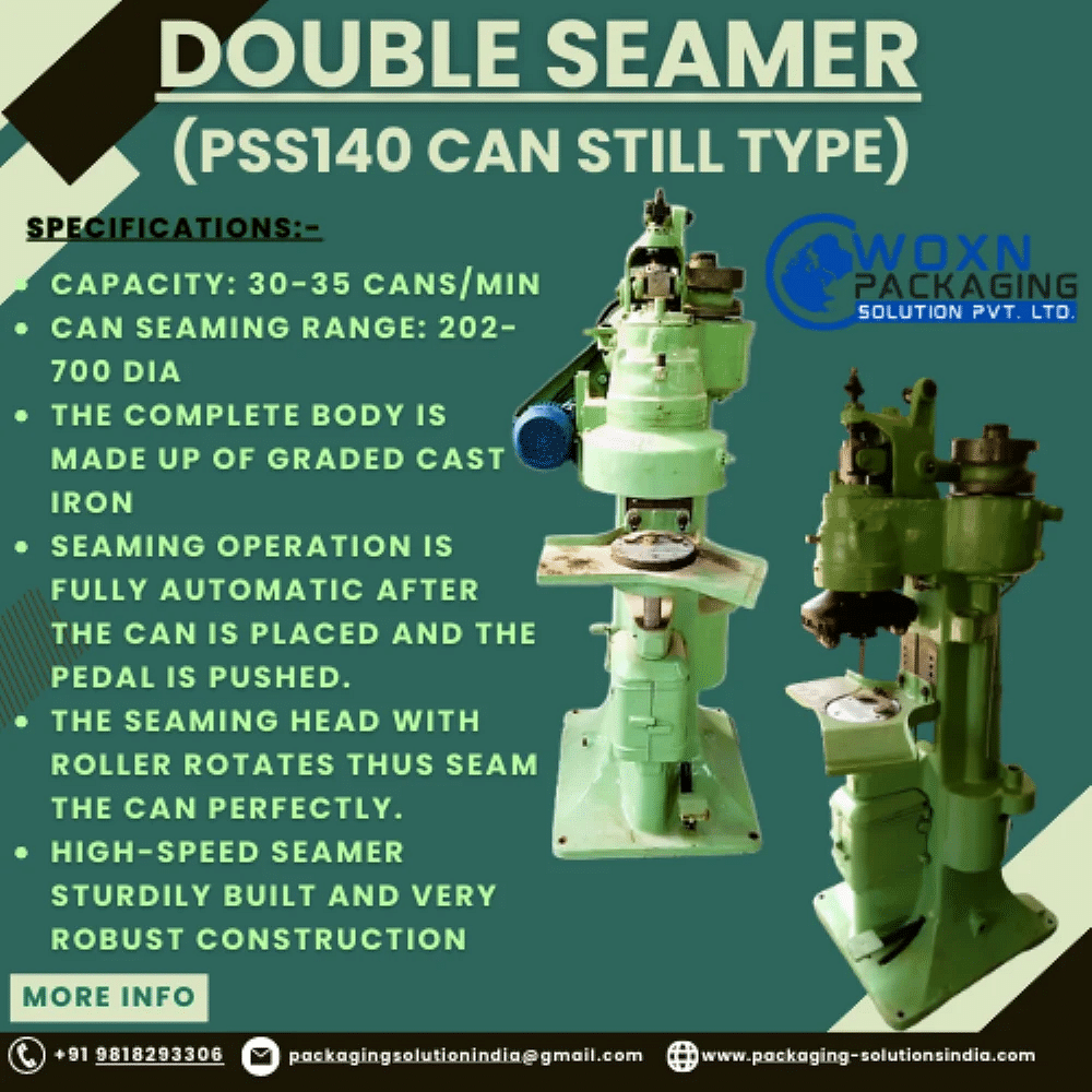 2HP 24DS Double Seamer, 1 HP, Production Capacity: 30-35 Cpm