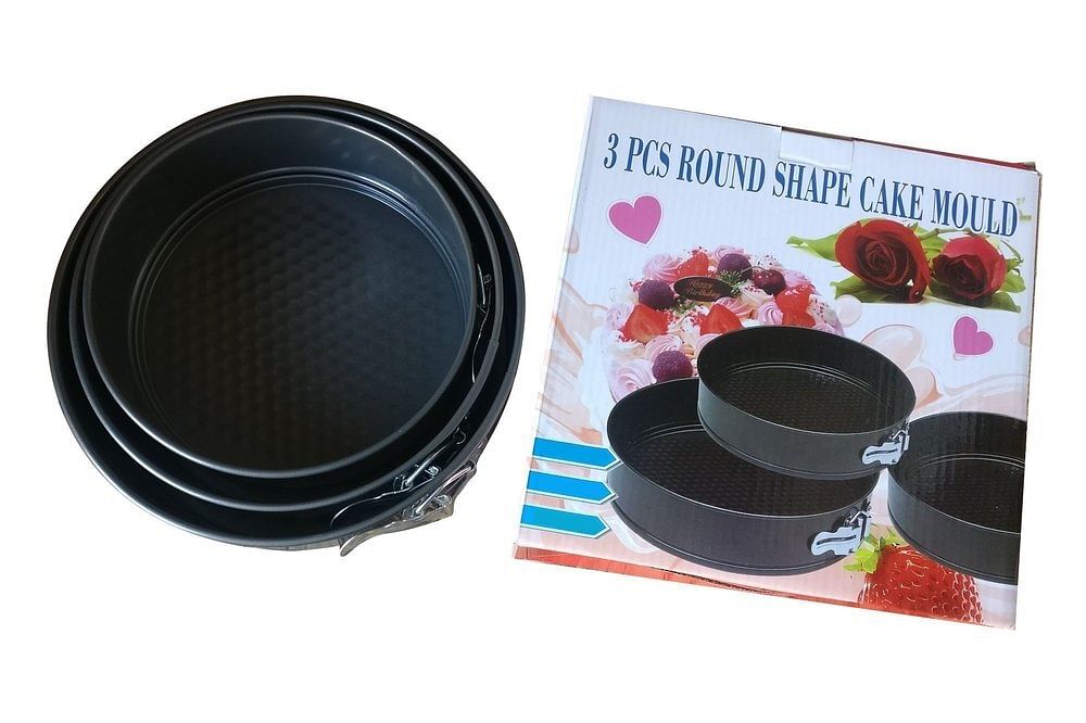 3 Pieces Black Round Shape Cake Mould Set