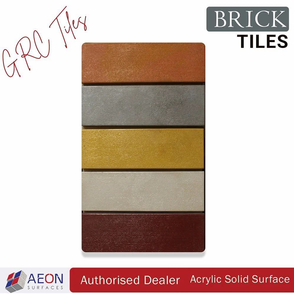 5 Colors Cladding Brick Tile (GRC, Full Concrete), Size: 1x 1 sq ft, Thickness: 15-20 mm