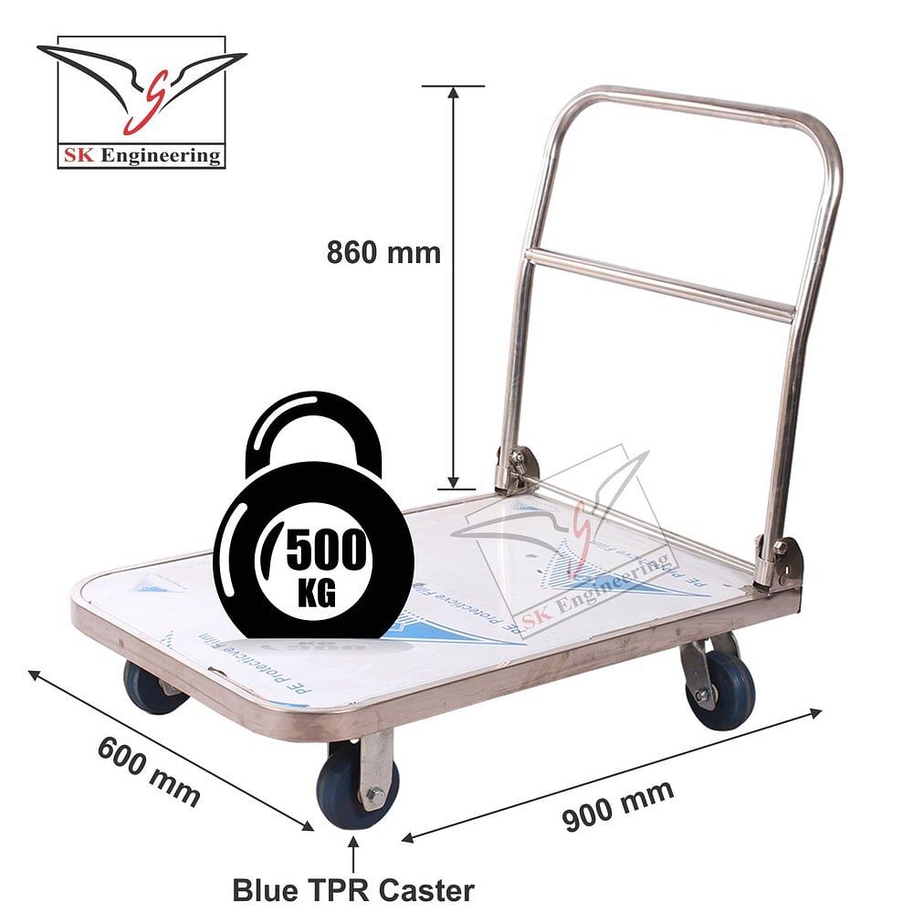 500kg Stainless Steel Platform Trolley, Capacity: 500 Kg