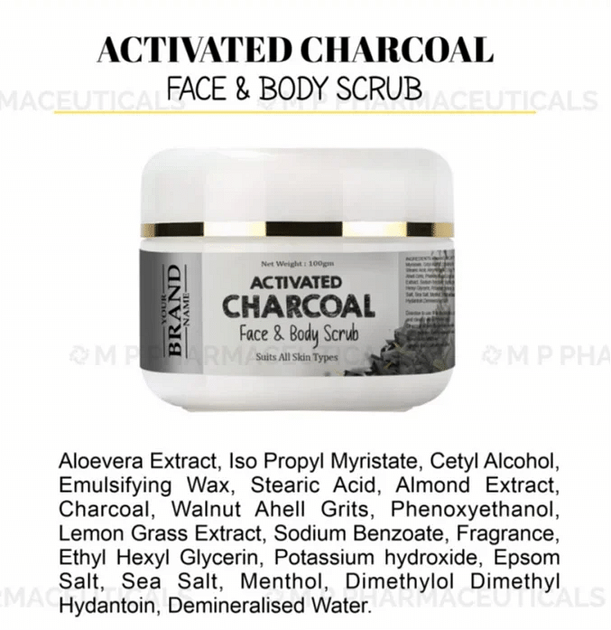 Activated Charcoal Face And Body Scrub, Packaging Size: 100 gm