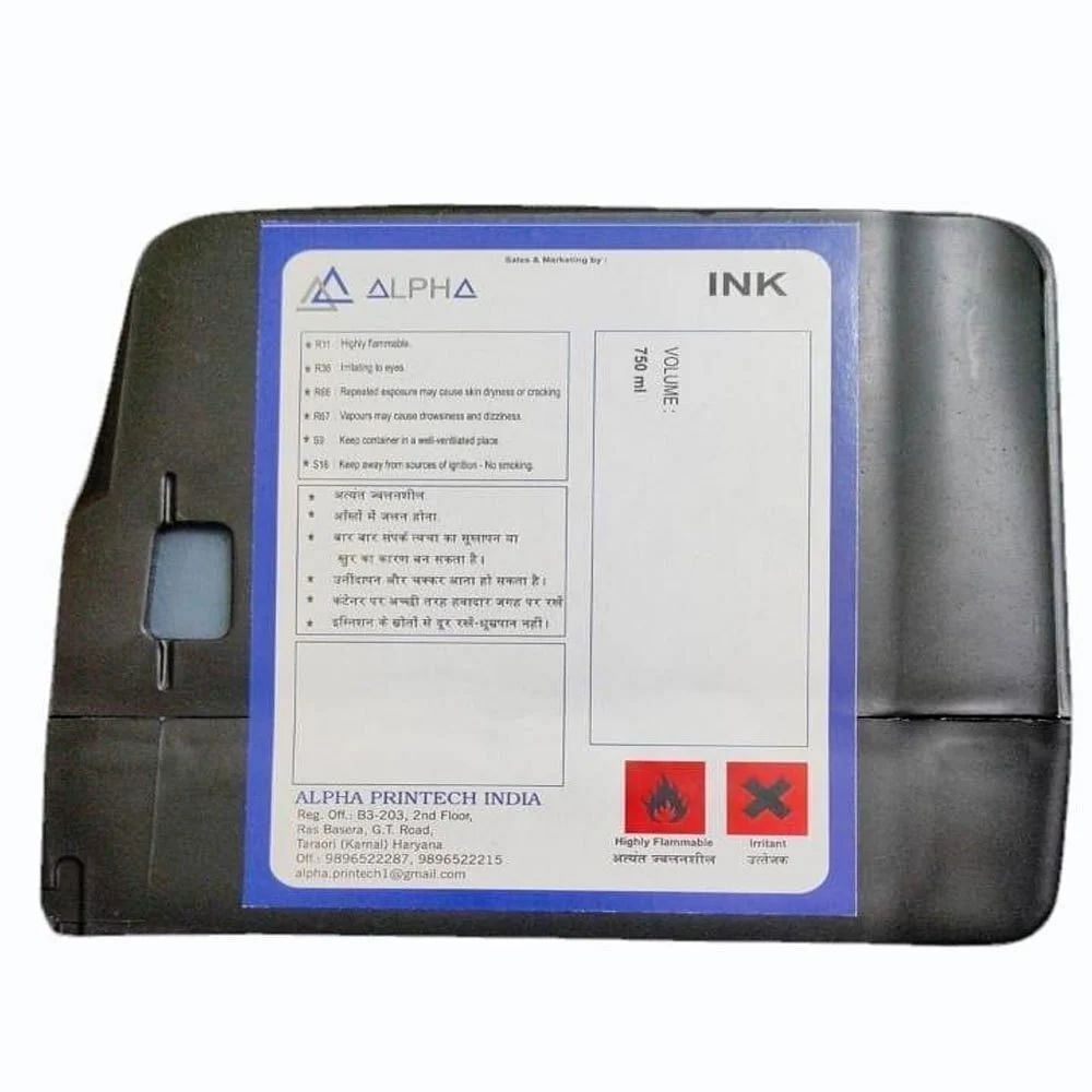 Alpha Black VIDEOJET 1510,1210""1220''1610 Printer Ink, Applicable Machine Type: Cij