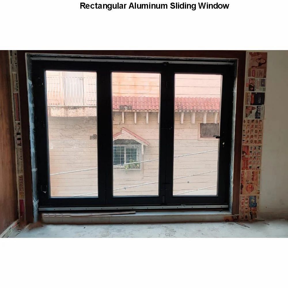 Aluminium Powder Coated Rectangular Aluminum Sliding Window, For Residential