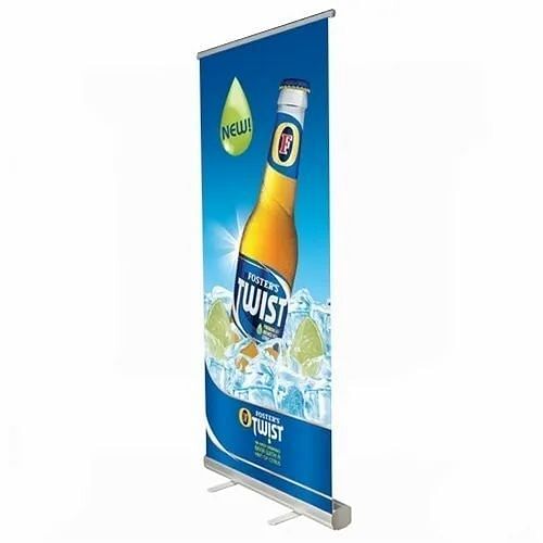 Aluminium White Manual Roll Up Banner Stand, For Advertisement,Promotion, Size: Standard