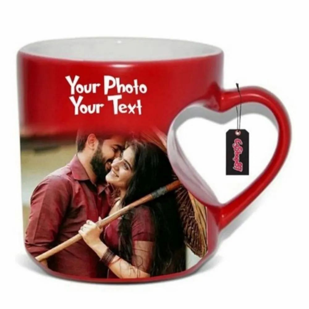 Ambition Gifts Black Sublimation Magic Mug Heart Cut Handle, Size/Dimension: 11oz, Capacity: 290ml